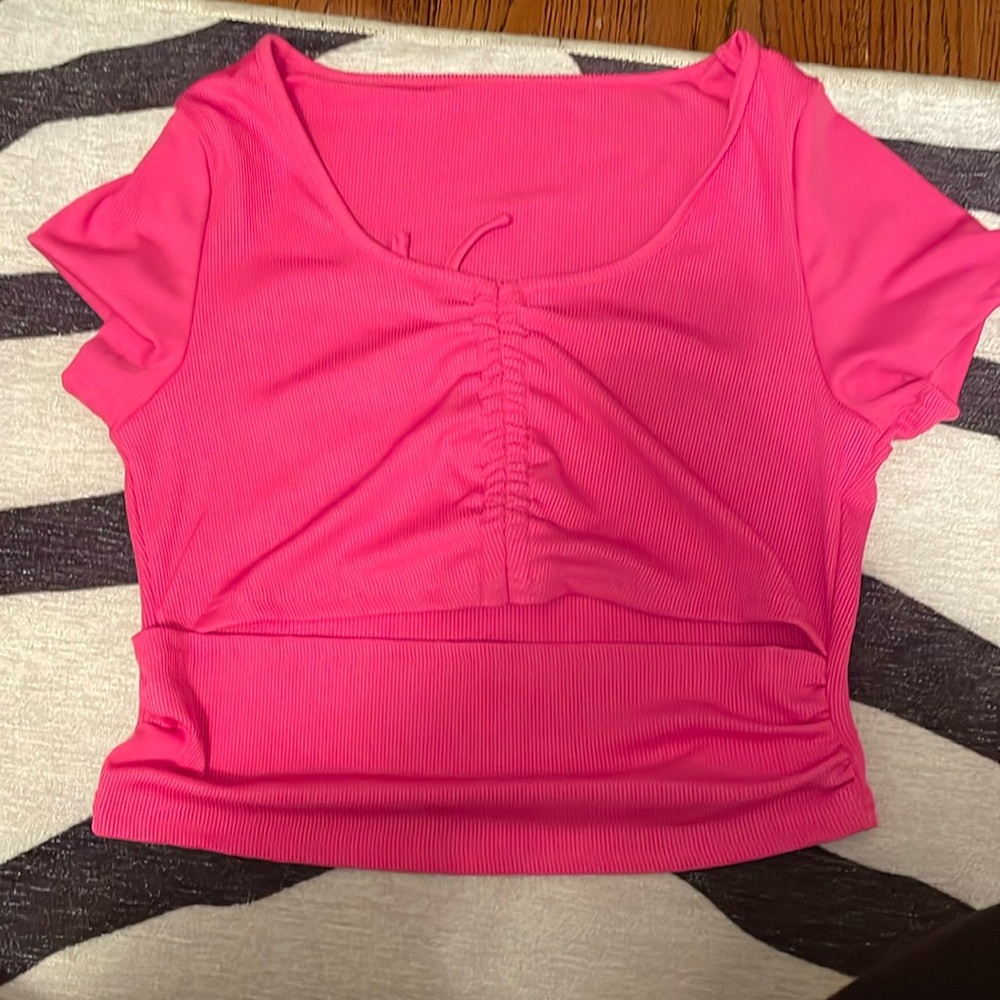 Pink Cut Out Crop Top